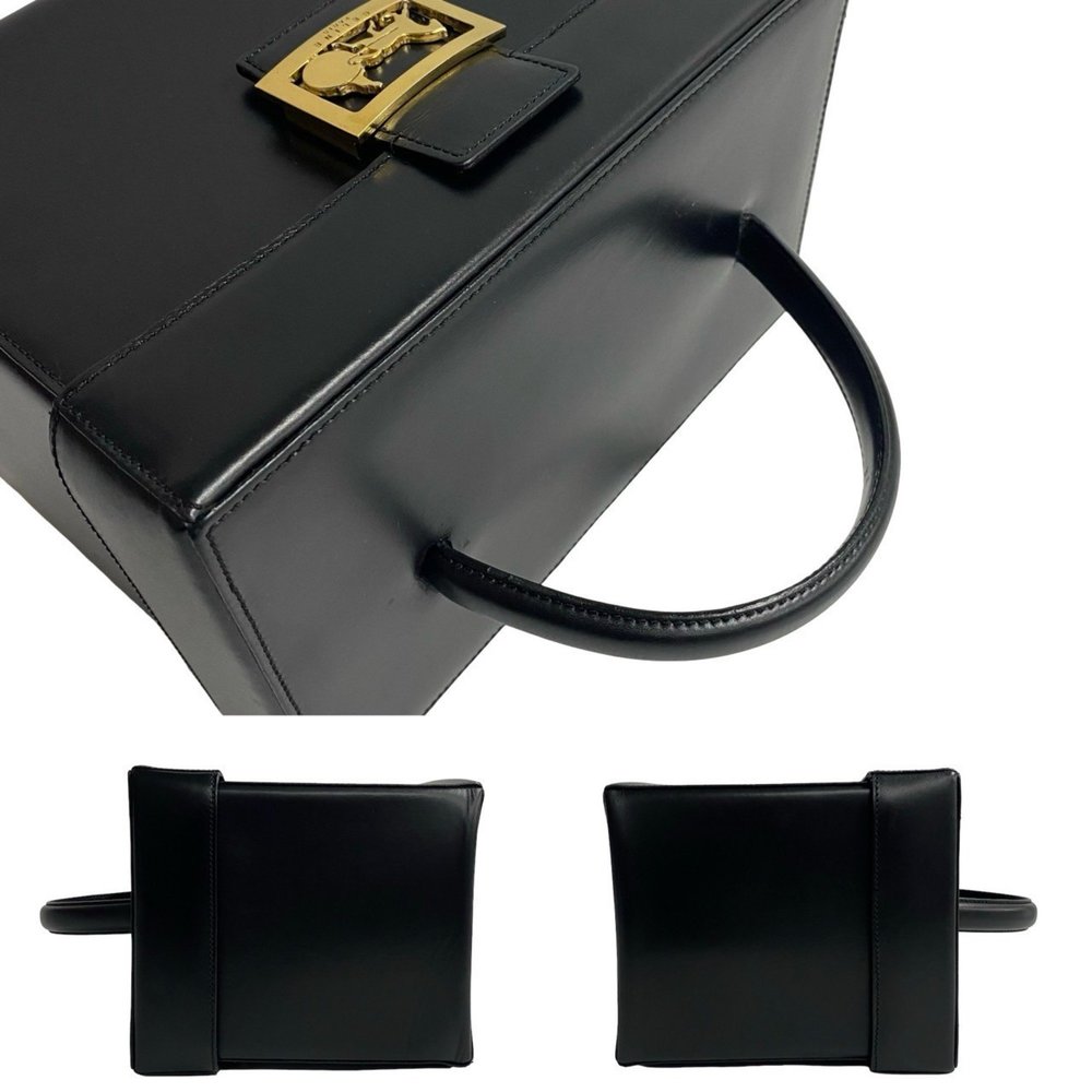 CELINE Logo Carriage Hardware Calfskin Leather Handbag Vanity Bag Makeup Box - Picture 5 of 9